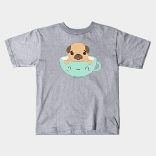 Kawaii Coffee Pug T-Shirt Kids T-Shirt